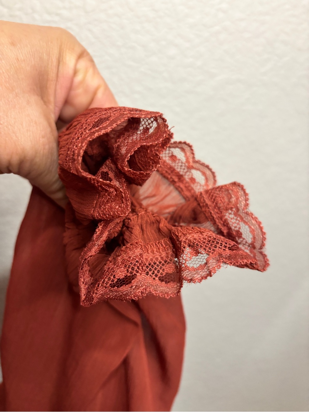Off-Shoulder Ruffled Mini Dress in Rust - Picture 7 of 7